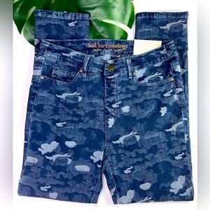 Soft Surroundings NWT Blue Camo Print Stretch Legging Jeans L